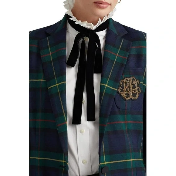 NWT Lauren Ralph Lauren Bullion Plaid Wool-Blend Twill Blazer Size 20W Woman - Picture 5 of 16